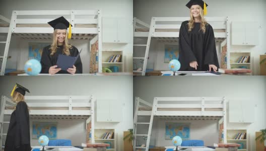 戴学士帽和学士服的毕业生。高等教育文凭高清在线视频素材下载