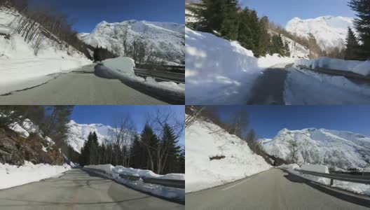 雪中行驶的POV汽车:挪威的山口高清在线视频素材下载
