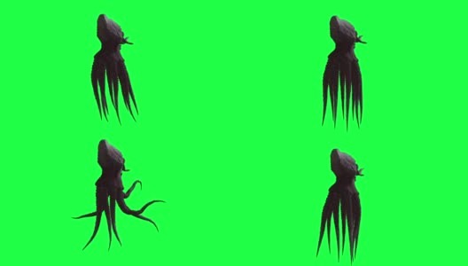 绿色屏幕上的3d章鱼怪兽动画高清在线视频素材下载
