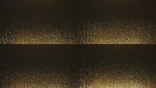 4K黄金粒子散焦尘埃轻升起，豪华粒子条纹环背景。高清在线视频素材下载
