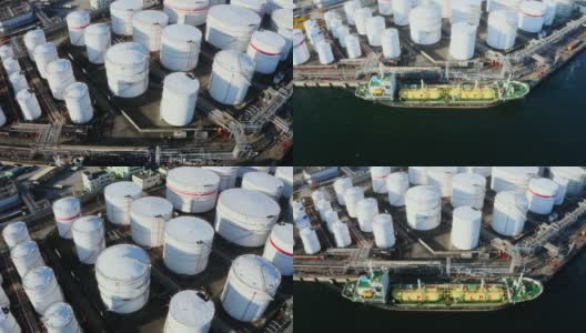 油码头油轮鸟瞰图港口高清在线视频素材下载