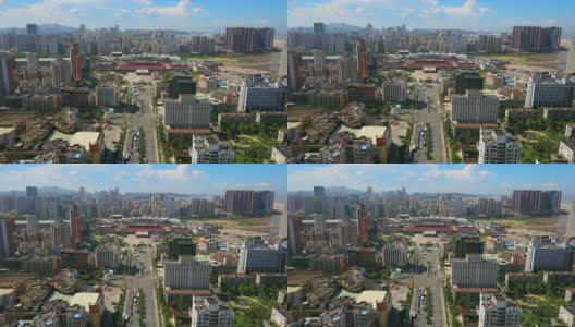 晴天珠海市景拱北口岸入境交通道路航拍全景4k中国高清在线视频素材下载