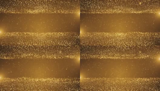4K美丽的数字黄金粒子波和明亮的背景与闪亮的地板粒子星尘埃耀斑。高清在线视频素材下载