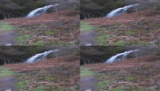 阴云密布的春天早晨的苏格兰瀑布高清在线视频素材下载