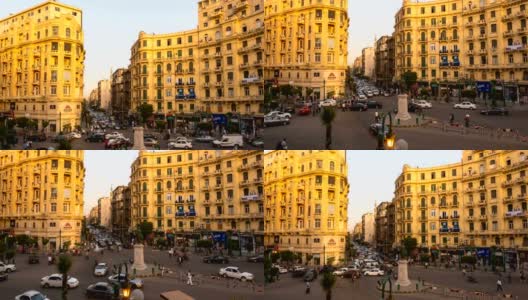 埃及开罗市中心著名的塔拉特哈布广场高清在线视频素材下载