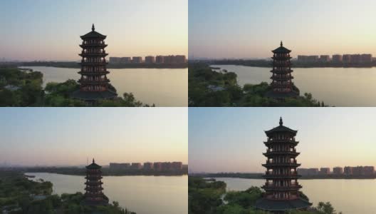 中国东莞华阳湖湿地公园航拍照片高清在线视频素材下载