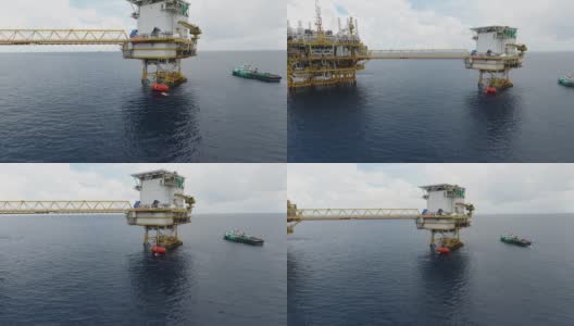 海湾原油钻井平台鸟瞰图高清在线视频素材下载