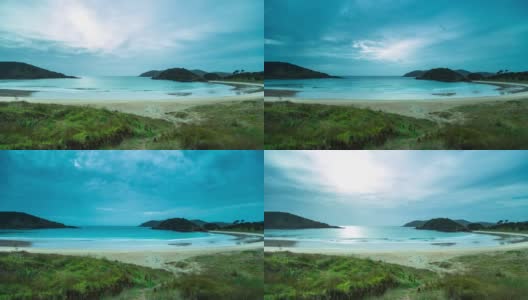 海浪拍打海滩在马泰湾，新西兰-时间流逝高清在线视频素材下载