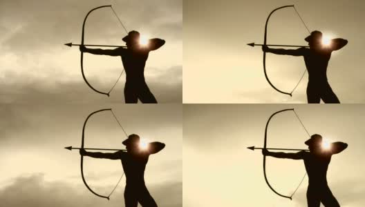 弓箭手雕像，时光流逝高清在线视频素材下载