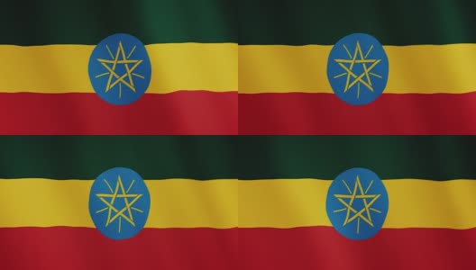 埃塞俄比亚国旗飘扬的动画。全屏。国家的象征高清在线视频素材下载