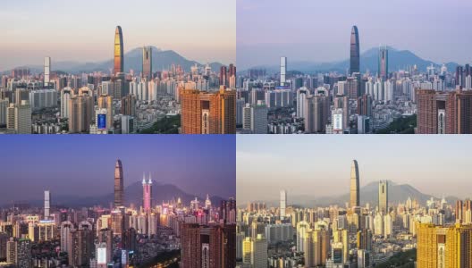 深圳现代建筑外观，时光流逝高清在线视频素材下载