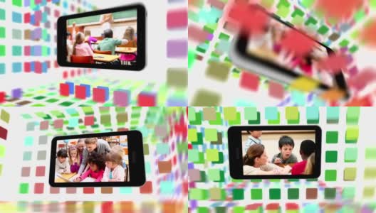 智能手机屏幕上的学校生活高清在线视频素材下载