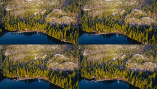 无人机俯瞰加州太浩湖翡翠湾的完美自然景观高清在线视频素材下载