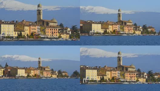萨罗镇码头的全景加尔达湖在意大利高清在线视频素材下载