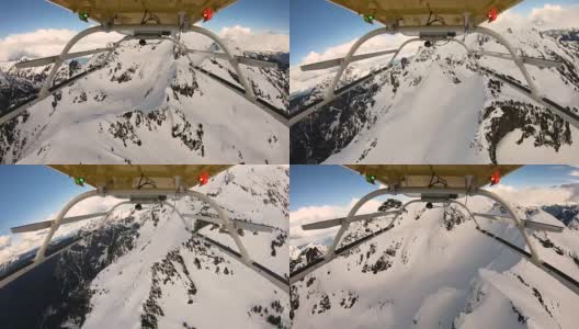 直升机POV在雪山火山口上的飞行视图锯齿悬崖山峰三指华盛顿喀斯喀特山高清在线视频素材下载