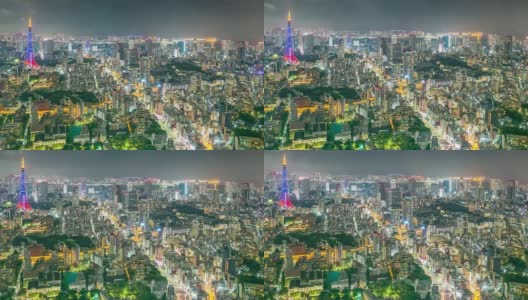 东京塔城夜景时光高清在线视频素材下载