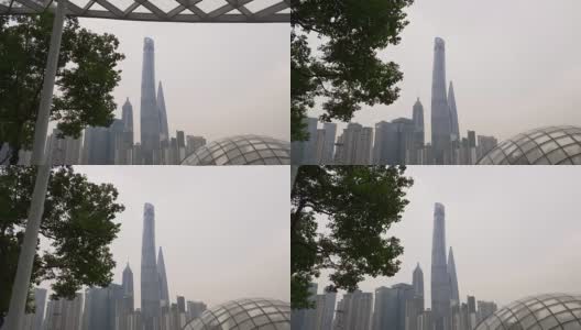 白天上海市区海湾全景4k中国高清在线视频素材下载