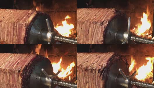 土耳其烤肉串转身烧烤高清在线视频素材下载