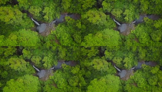 塔希提岛法鲁迈瀑布鸟瞰图。高清在线视频素材下载