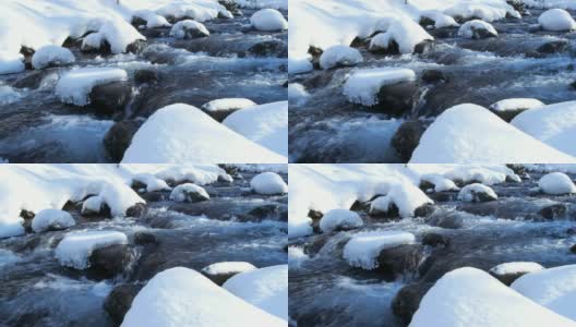 北海道森林小溪降雪高清在线视频素材下载