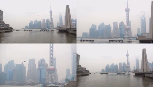 2个镜头:苏州江桥上的上海浦东天际线。高清在线视频素材下载