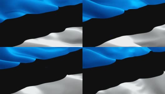 爱沙尼亚国旗在风中飘扬视频片段全高清。现实的爱沙尼亚国旗背景。爱沙尼亚旗帜循环特写1080p全高清1920X1080镜头。爱沙尼亚欧盟欧洲国家旗帜全高清高清在线视频素材下载