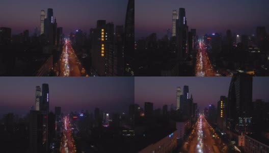 日落时分夜光长沙市区主要交通街道航拍全景4k中国高清在线视频素材下载