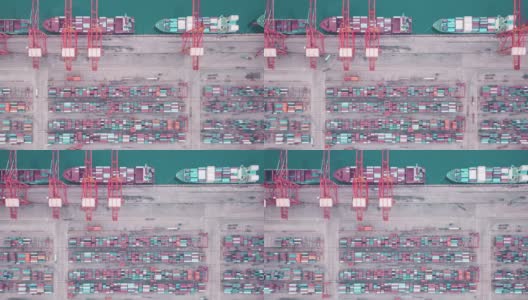 集装箱船繁忙的工业港口高清在线视频素材下载