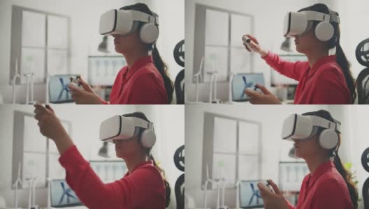 工程师使用VR耳机进行设计工作高清在线视频素材下载