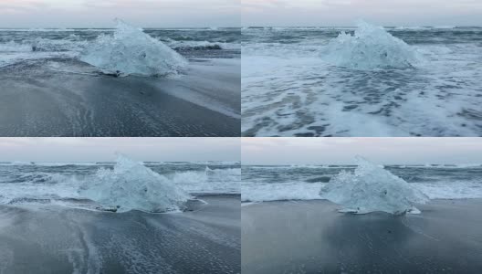 冰岛冰山海滩Jokulsarlon泻湖高清在线视频素材下载