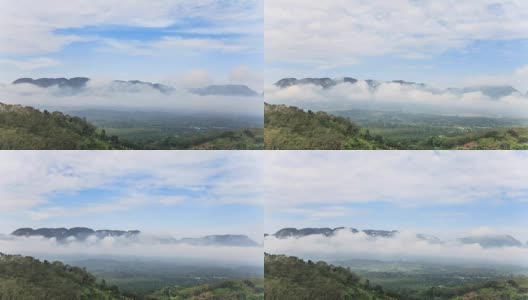 Time-lapse的山脉景观与移动的雾和云在泰国。高清在线视频素材下载