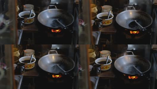 用炒锅做饭，街头小吃高清在线视频素材下载