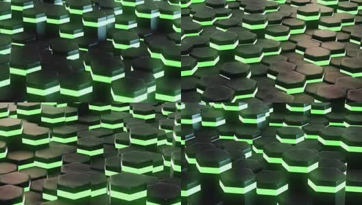DJ背景与动画霓虹绿色六边形高清在线视频素材下载