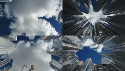 蓝色天空上的摩天大楼Сonstruction高清在线视频素材下载