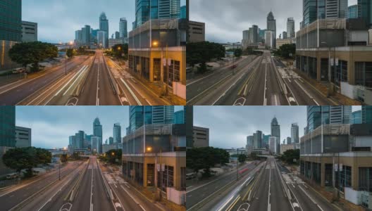 近日来，时间流逝，香港市中心的现代建筑天际线高清在线视频素材下载