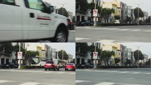 旧金山大街上过往车辆的白天时光高清在线视频素材下载