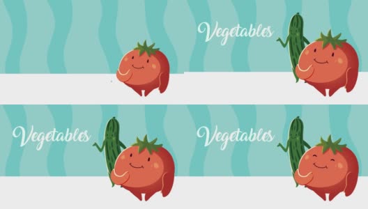蔬菜刻有黄瓜和番茄的字高清在线视频素材下载