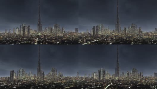 智慧城市概念摩天大楼夜空高清在线视频素材下载