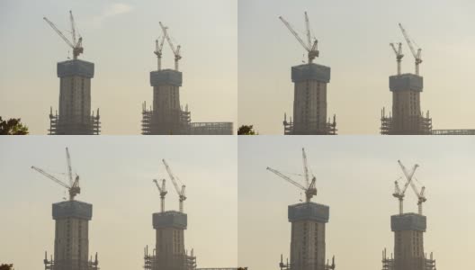 白天时间杭州摩天大楼巨型建筑延时全景4k中国高清在线视频素材下载