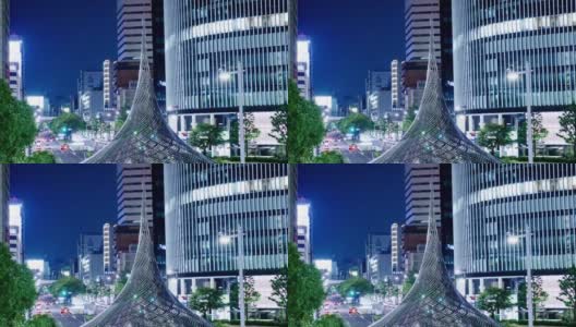 晚上从名古屋站看到的延时视频高清在线视频素材下载