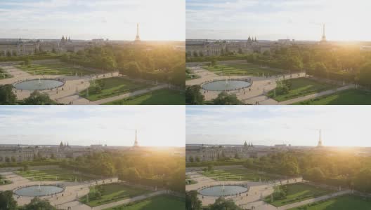 日落时的巴黎埃菲尔铁塔，4K慢镜头高清在线视频素材下载