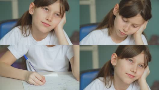 女孩厌倦了做功课高清在线视频素材下载