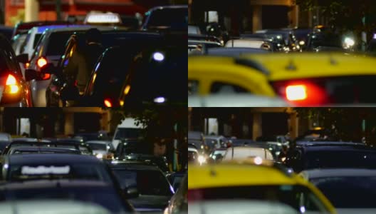 城市里的交通堵塞-晚上。编辑高清在线视频素材下载