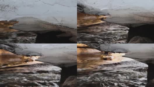 水面上慢慢融化的雪高清在线视频素材下载