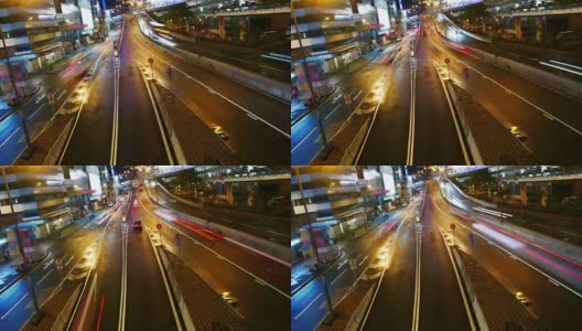 香港街头夜车，延时平移留下4k。高清在线视频素材下载