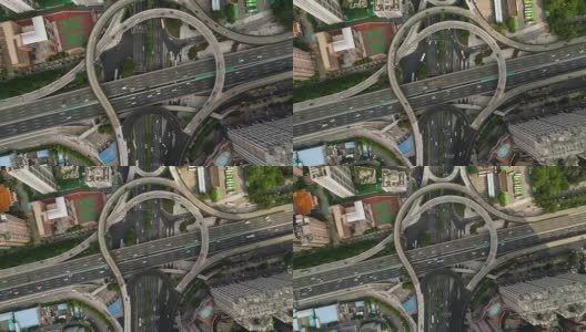 中国白天时间广州市景著名交通路口空中俯视图4k时间高清在线视频素材下载
