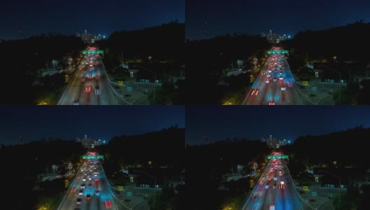 洛杉矶市中心和110南高速公路夜间时光2高清在线视频素材下载