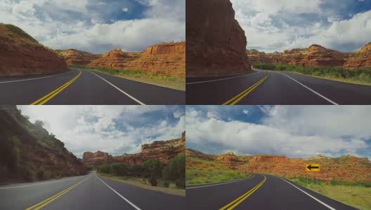 POV汽车在美国风景优美的小路上行驶高清在线视频素材下载
