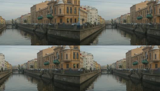 圣彼得堡运河的古老的石头堤岸高清在线视频素材下载