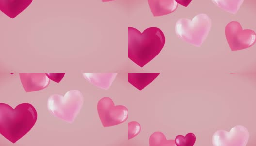 粉色的心漂浮在情人节高清在线视频素材下载